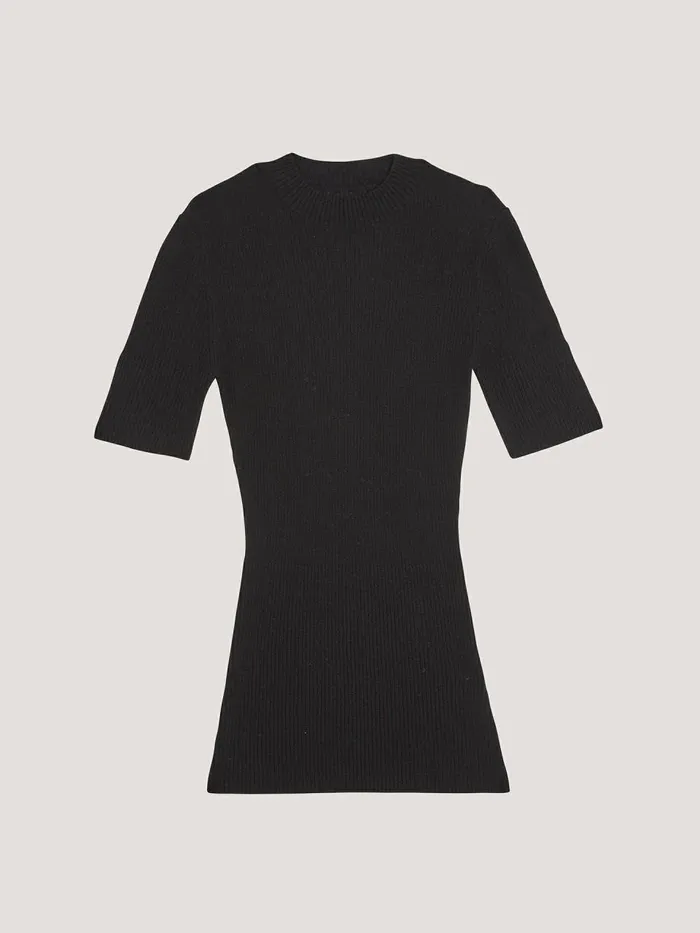 Cashmere Top Short Sleeves Black Women Wolford Tops