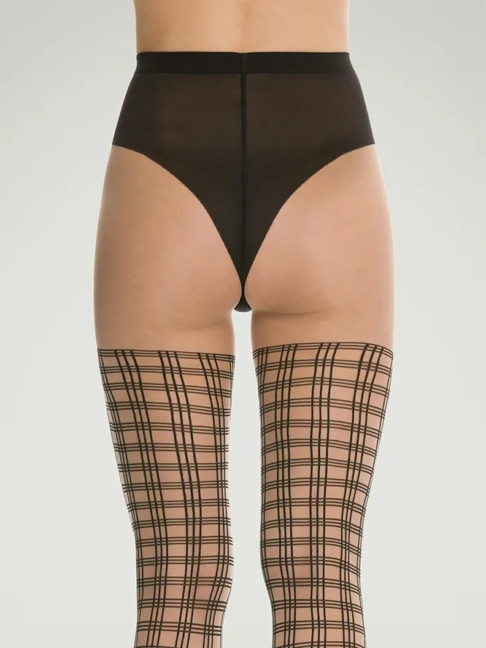 Check Lines Tights Fairly Lightblack Women Wolford Tights
