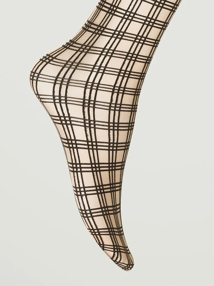 Check Lines Tights Fairly Lightblack Women Wolford Tights