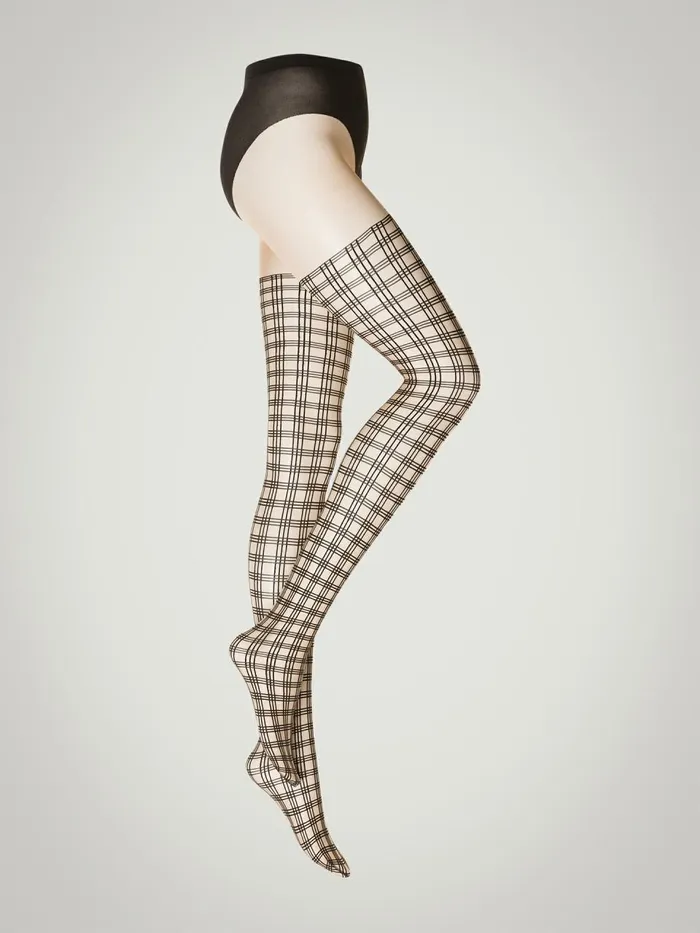 Check Lines Tights Fairly Lightblack Women Wolford Tights