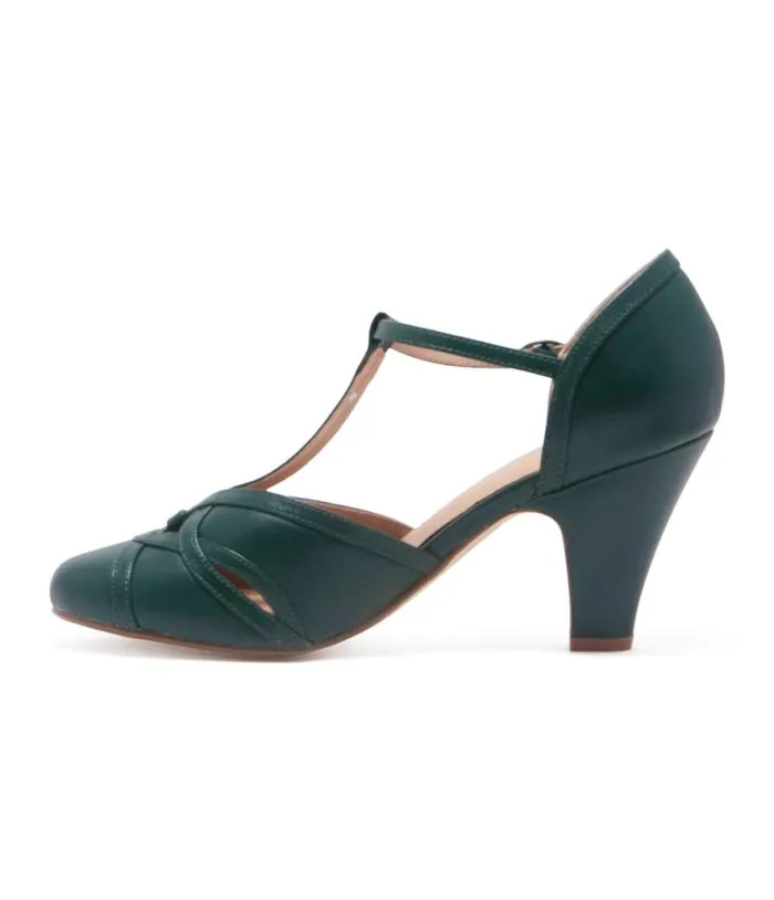 Chelsea Crew 1920s Forest Green TStrap Sandy Heels Shoes Unique Vintage Heels