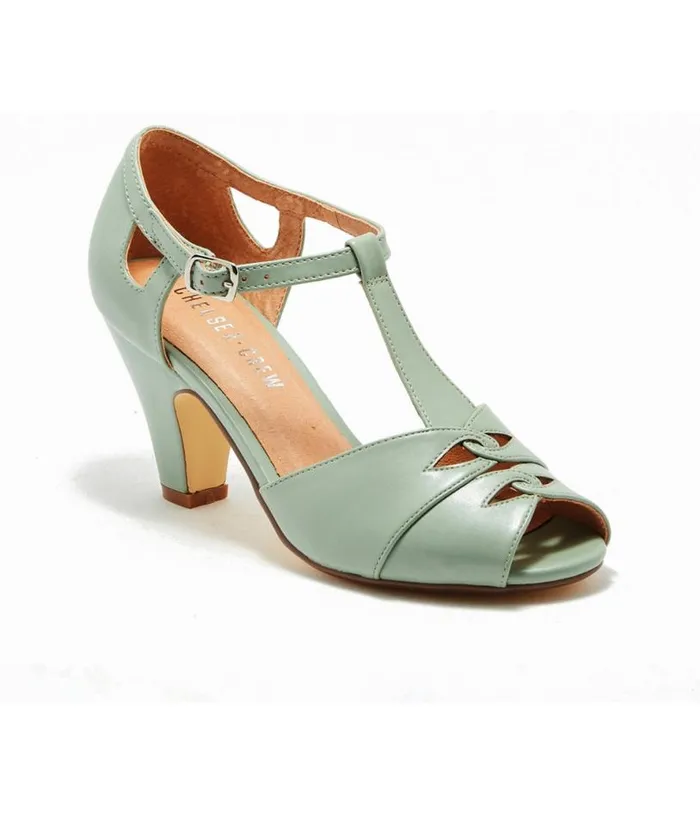 Chelsea Crew 1920s Mint Leatherette TStrap Catherina Heels Shoes Unique Vintage Heels Chelsea Crew 1920s Mint Leatherette TStrap Catherina Heels Shoes Unique Vintage Heels