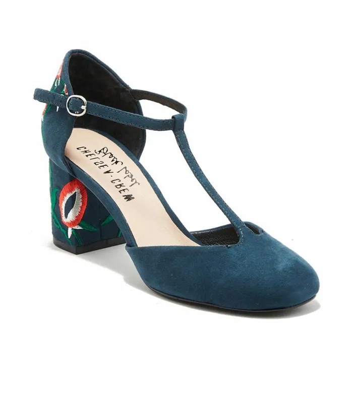 Chelsea Crew 1920s Navy TStrap Embroidered Frenchie Heels Shoes Unique Vintage Heels Chelsea Crew 1920s Navy TStrap Embroidered Frenchie Heels Shoes Unique Vintage Heels