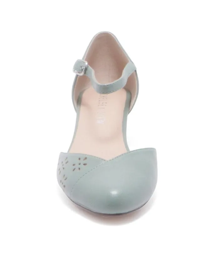 Chelsea Crew 1930s Mint Leatherette Eyelet Percy Heels Shoes Unique Vintage Heels
