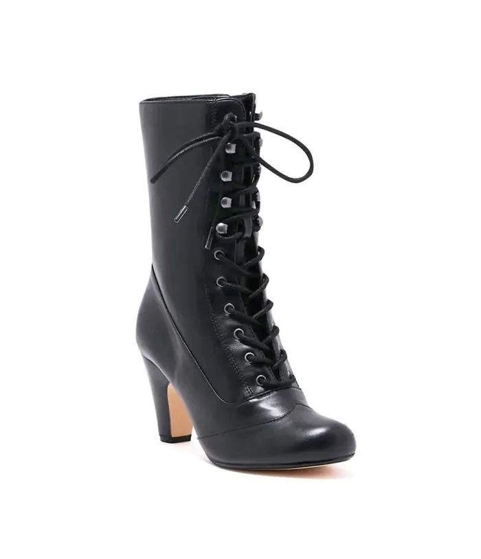 Chelsea Crew Black Leatherette Victorian Claire Boots Shoes Unique Vintage Boots