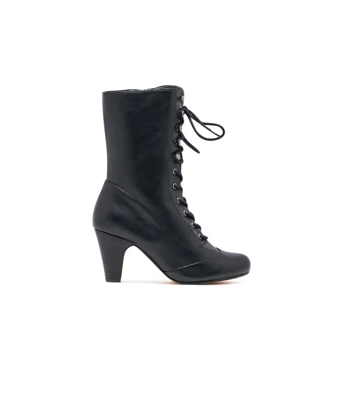 Chelsea Crew Black Leatherette Victorian Claire Boots Shoes Unique Vintage Boots