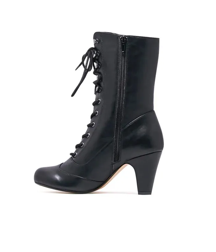 Chelsea Crew Black Leatherette Victorian Claire Boots Shoes Unique Vintage Boots