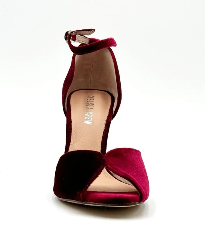 Chelsea Crew Burgundy Velvet Lola Pumps Shoes Unique Vintage Heels