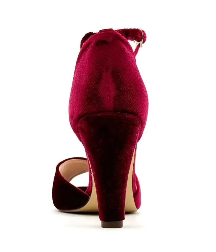 Chelsea Crew Burgundy Velvet Lola Pumps Shoes Unique Vintage Heels