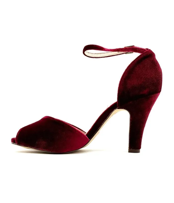 Chelsea Crew Burgundy Velvet Lola Pumps Shoes Unique Vintage Heels