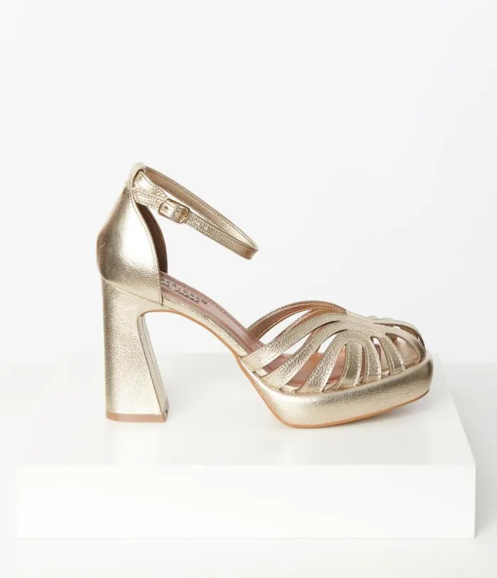 Chelsea Crew Gold Leather Platform Sandals Shoes Unique Vintage Sandals