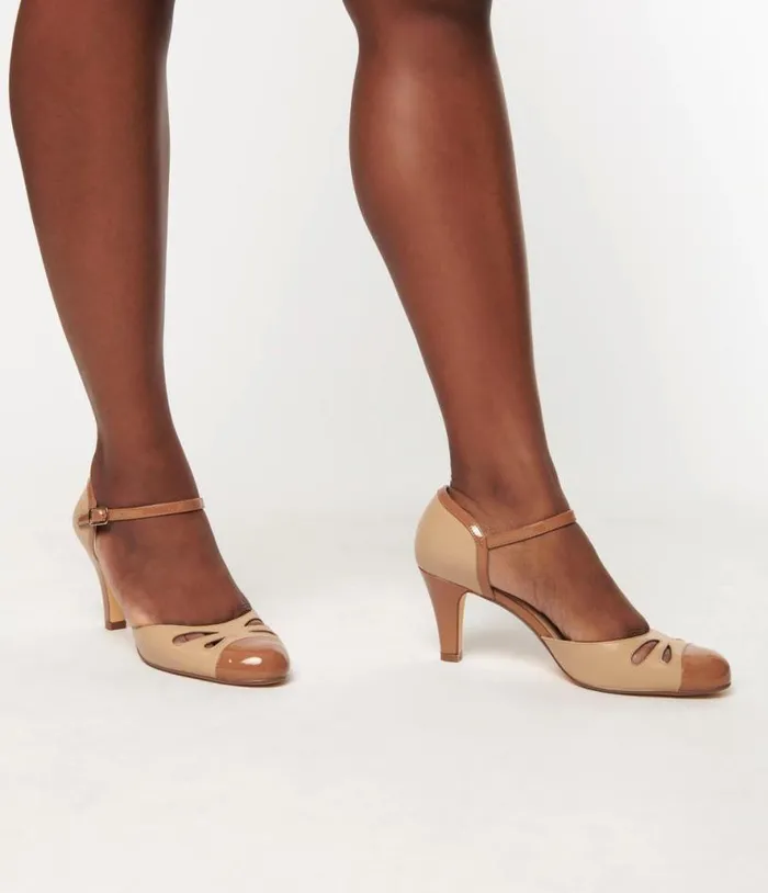 Chelsea Crew Nude and Tan Getty Heels Shoes Unique Vintage Heels