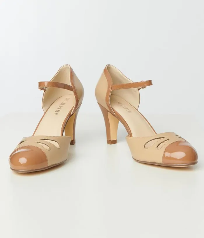 Chelsea Crew Nude and Tan Getty Heels Shoes Unique Vintage Heels