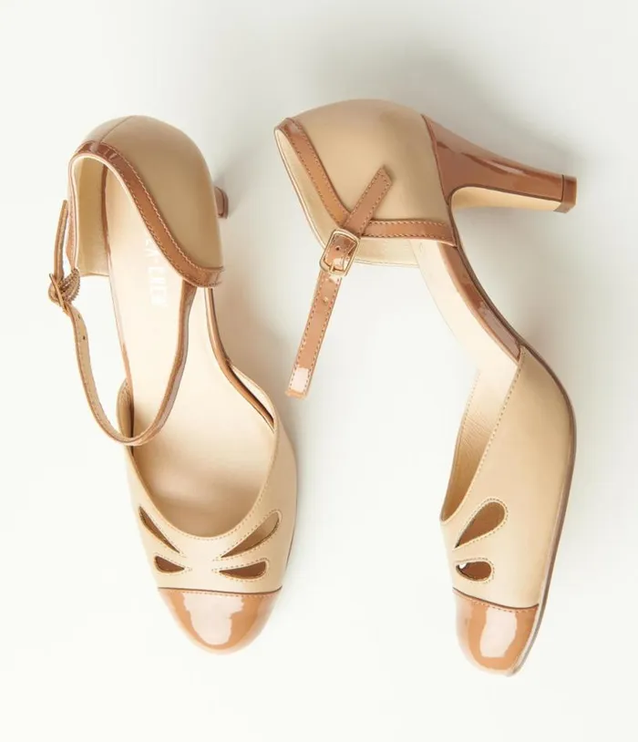 Chelsea Crew Nude and Tan Getty Heels Shoes Unique Vintage Heels