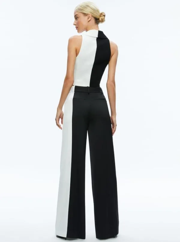 Classics Women Alice Olivia MERI COLOR BLOCK BLAZER TOP Blackoff White