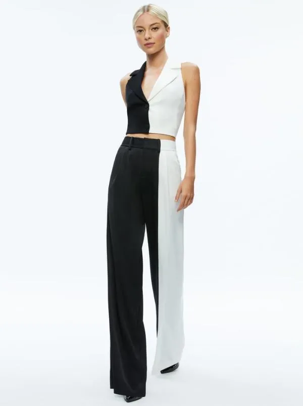 Classics Women Alice Olivia MERI COLOR BLOCK BLAZER TOP Blackoff White