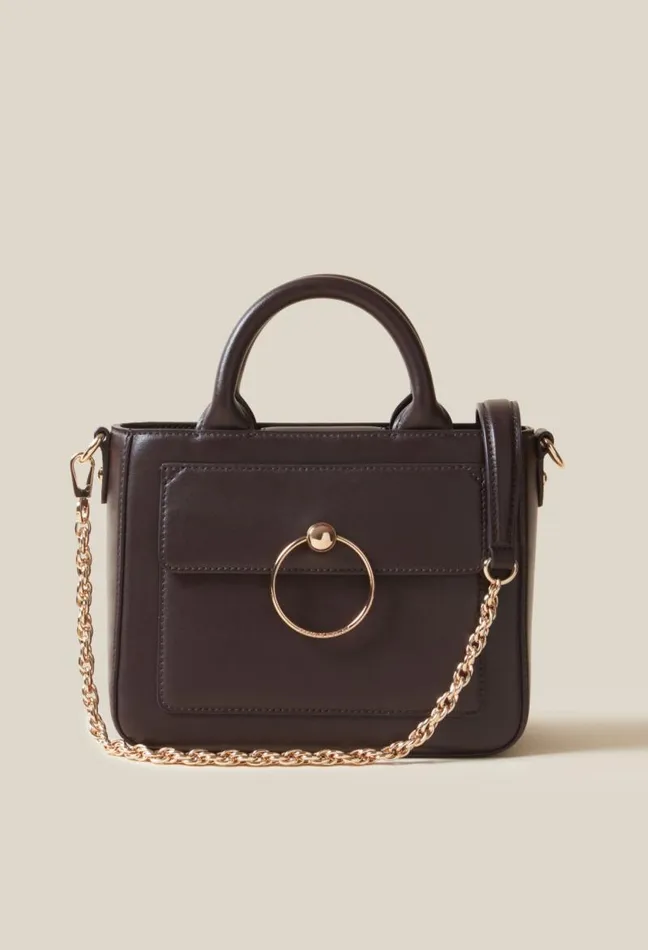 Claudie Pierlot Anouck Smooth Leather Chain Bag Bags Crossbody Bags