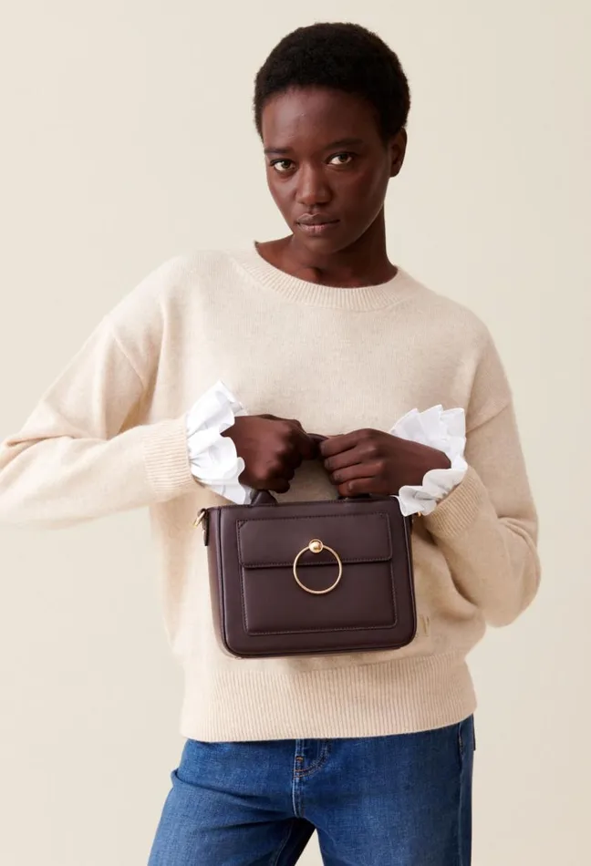 Claudie Pierlot Anouck Smooth Leather Chain Bag Bags Crossbody Bags