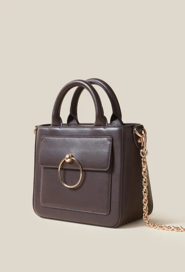 Claudie Pierlot Anouck Smooth Leather Chain Bag Bags Crossbody Bags