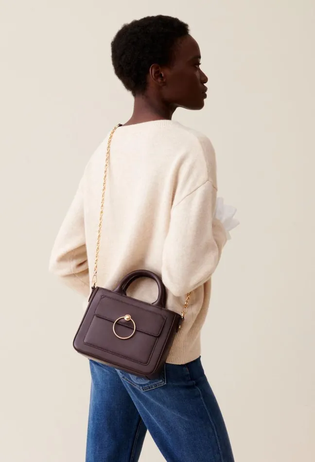 Claudie Pierlot Anouck Smooth Leather Chain Bag Bags Crossbody Bags