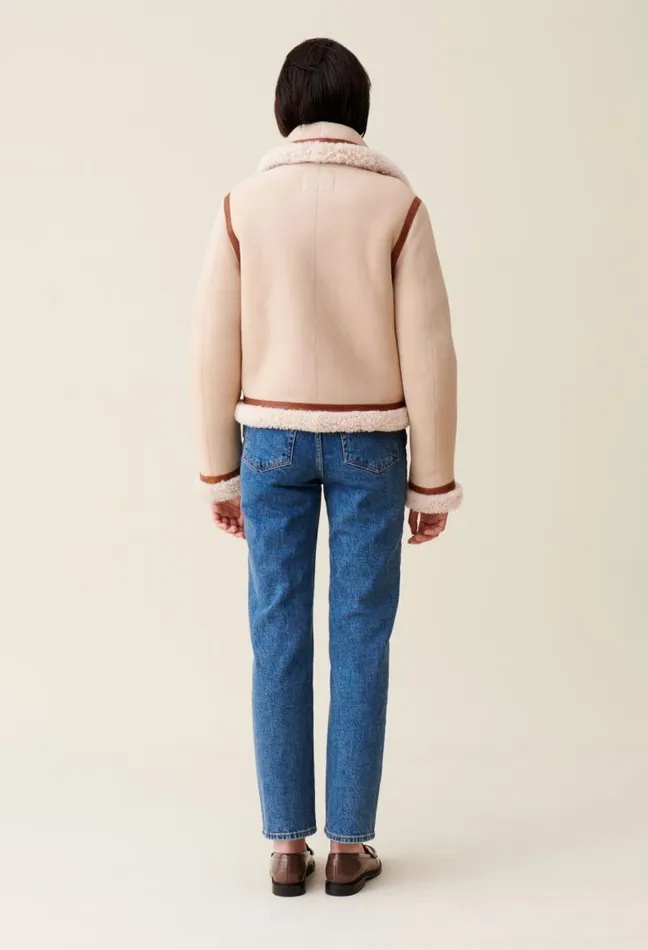 Claudie Pierlot Beige Shearling Jacket Clothes Coats