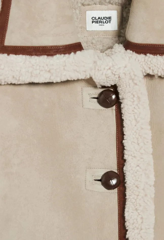 Claudie Pierlot Beige Shearling Jacket Clothes Coats