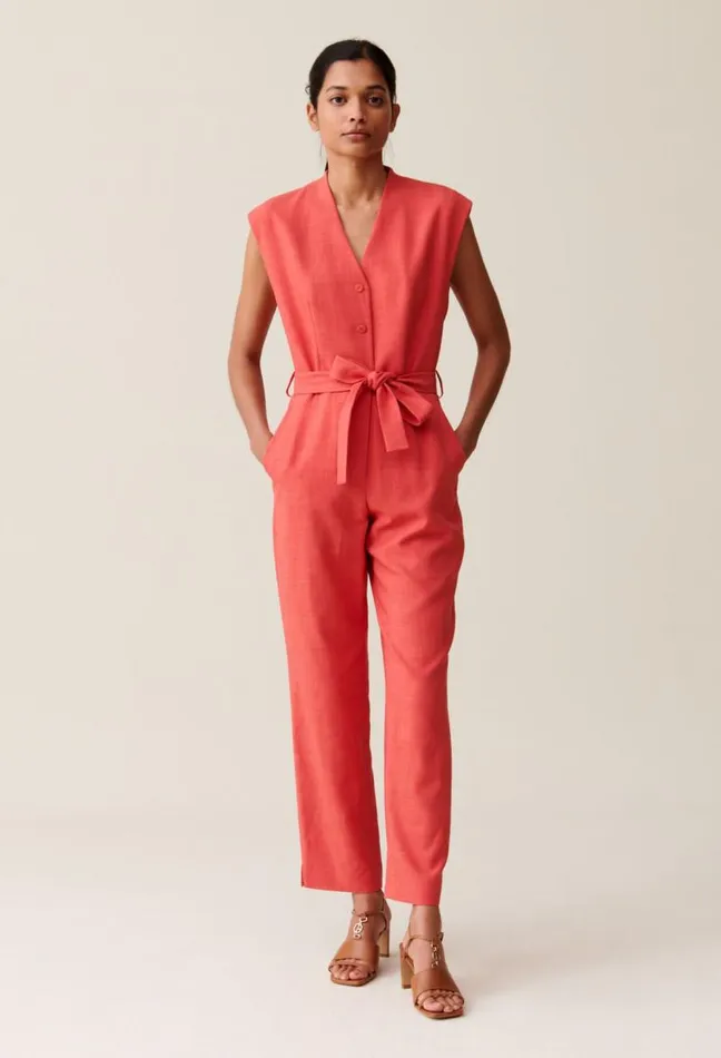 Claudie Pierlot Belted Terracotta Jumpsuit Clothes Jumpsuits