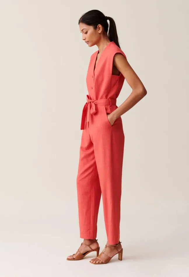 Claudie Pierlot Belted Terracotta Jumpsuit Clothes Jumpsuits