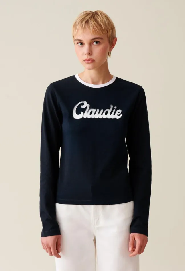Claudie Pierlot Black Cotton Longsleeve Tshirt Clothes Tshirts