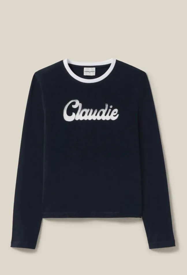 Claudie Pierlot Black Cotton Longsleeve Tshirt Clothes Tshirts
