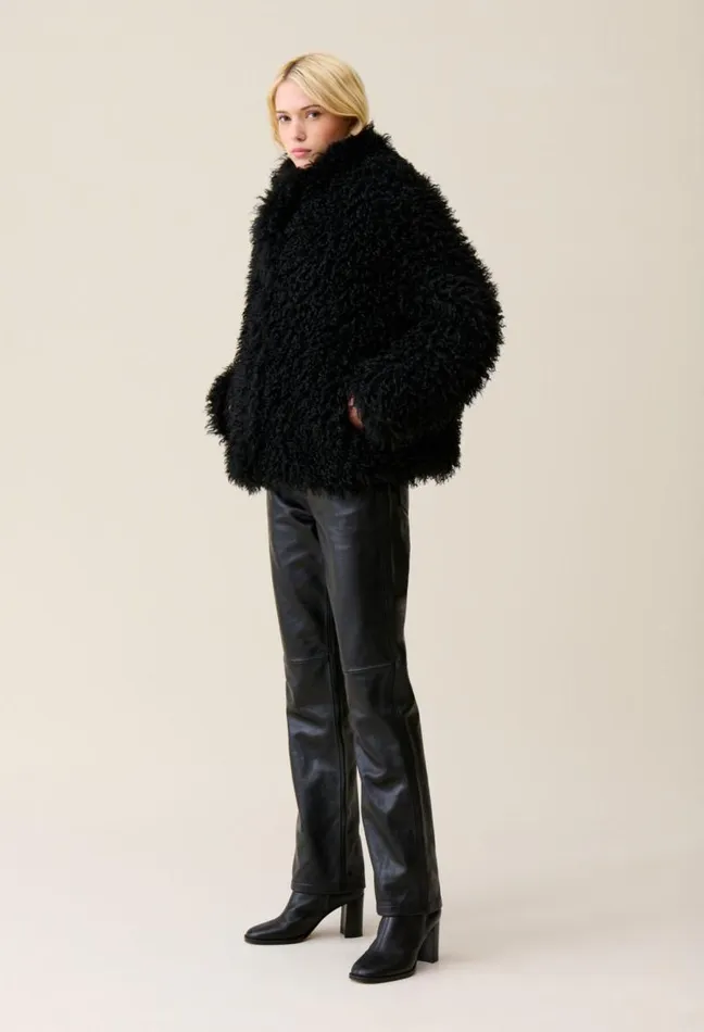 Claudie Pierlot Black Faux Fur Coat Clothes Coats