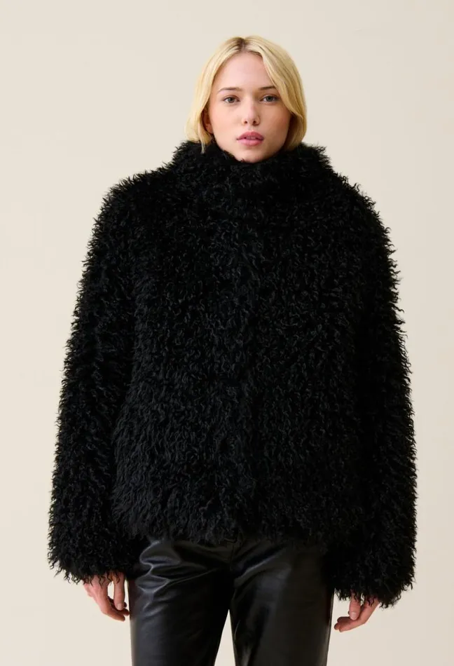 Claudie Pierlot Black Faux Fur Coat Clothes Coats