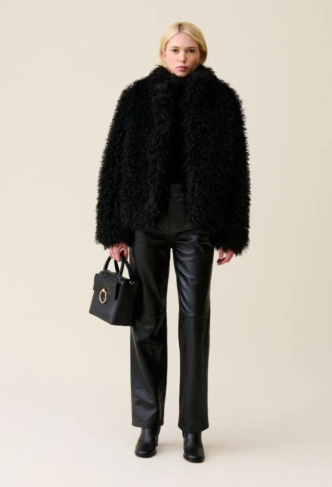 Claudie Pierlot Black Faux Fur Coat Clothes Coats