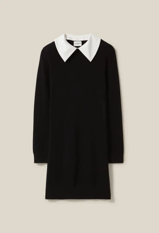 Claudie Pierlot Black Knit Dress Removable Collar Clothes Dresses
