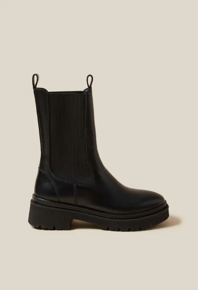 Claudie Pierlot Black Leather Chelsea Boots Shoes Ankle Boots