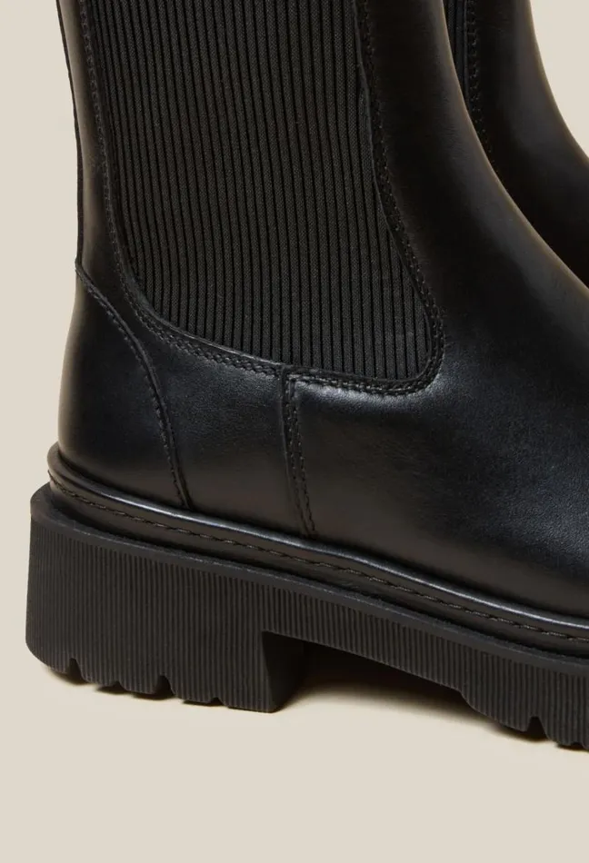 Claudie Pierlot Black Leather Chelsea Boots Shoes Ankle Boots