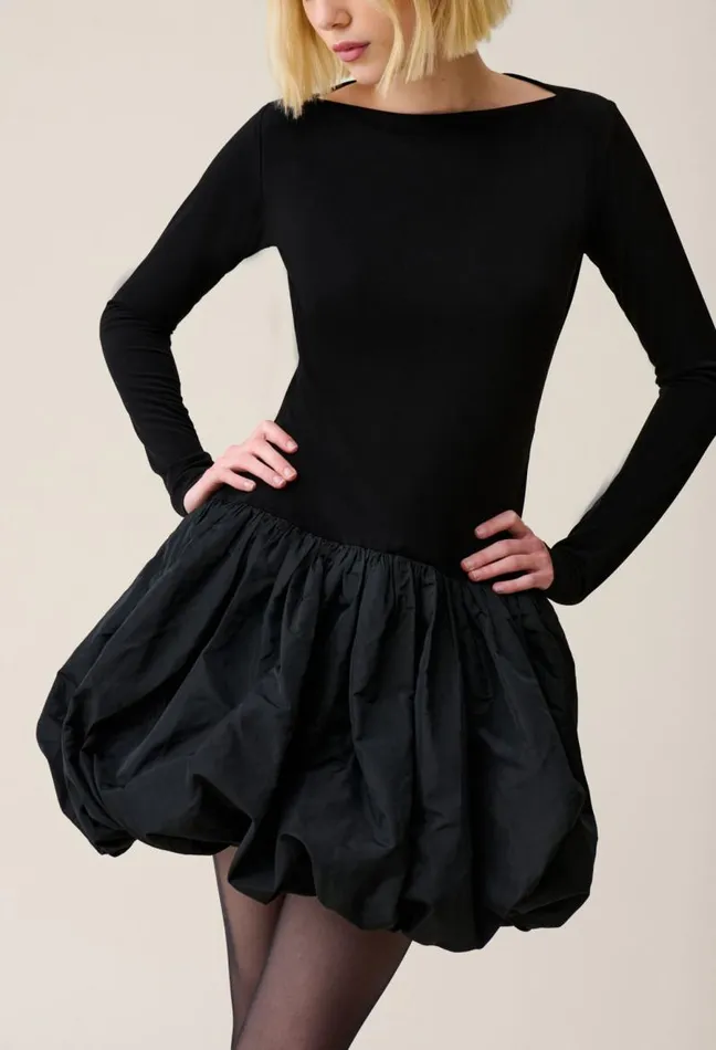 Claudie Pierlot Black Mixedfabric Ballskirt Dress Clothes Dresses
