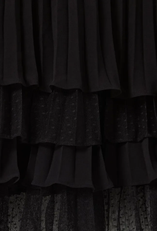 Claudie Pierlot Black Ruffled Short Dress Clothes Dresses