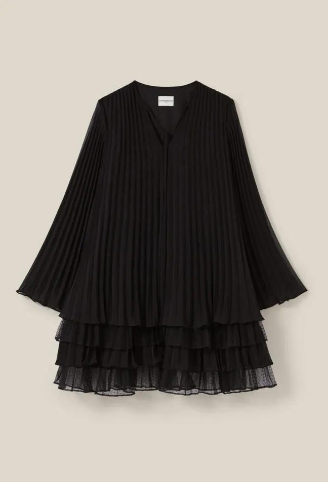 Claudie Pierlot Black Ruffled Short Dress Clothes Dresses