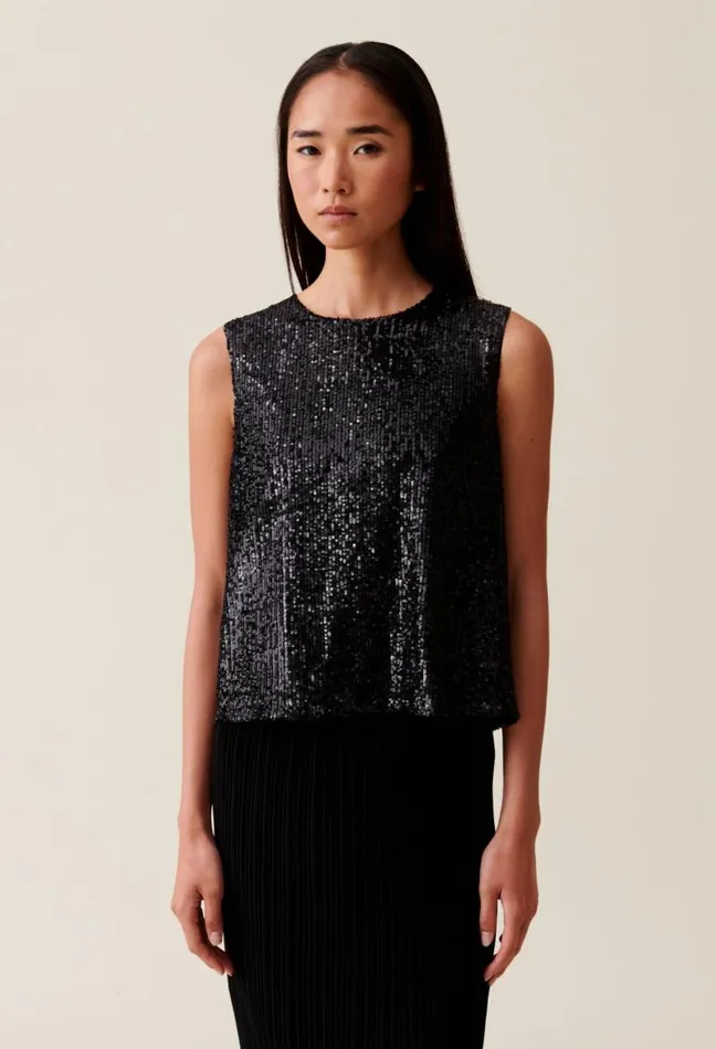 Claudie Pierlot Black Sequin Top Clothes Tops And Shirts