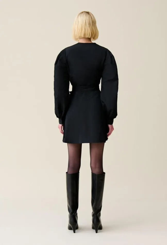 Claudie Pierlot Black Short Dress Balloon Sleeves Clothes Dresses