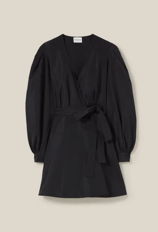 Claudie Pierlot Black Short Dress Balloon Sleeves Clothes Dresses