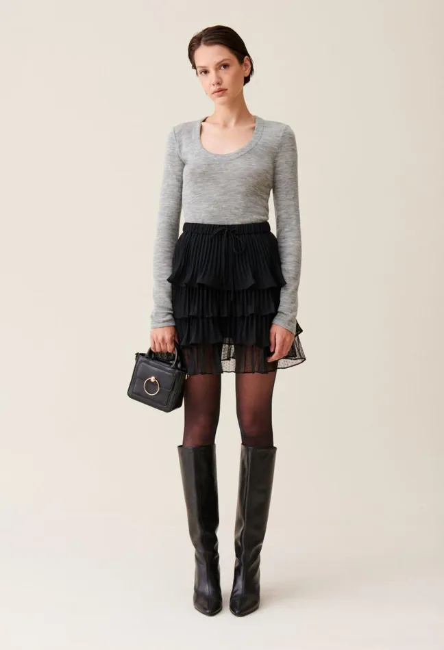 Claudie Pierlot Black Short Ruffled Skirt Clothes Skirts And Shorts