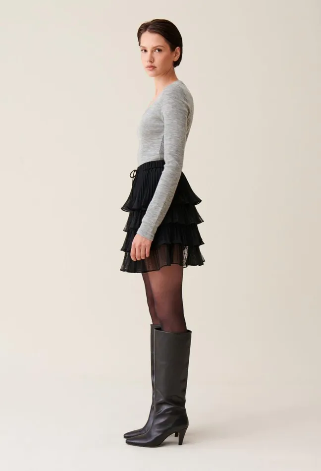 Claudie Pierlot Black Short Ruffled Skirt Clothes Skirts And Shorts