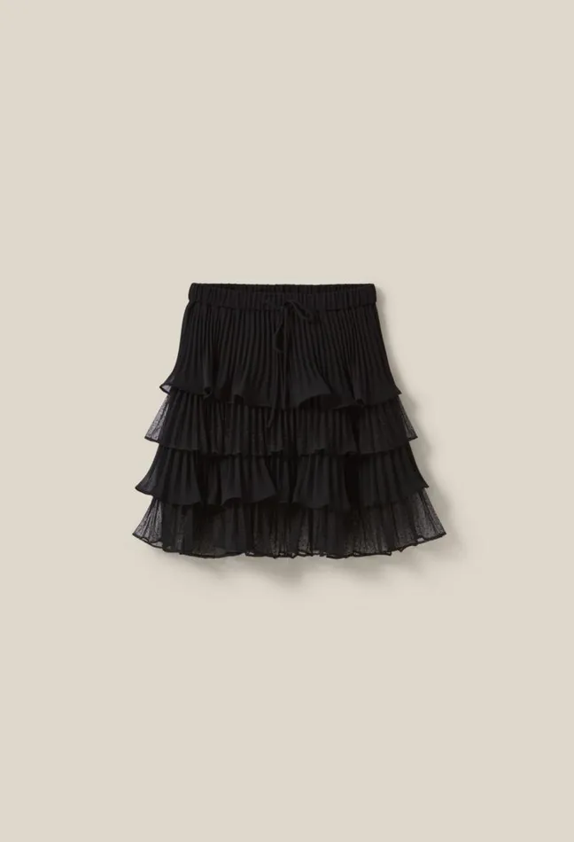 Claudie Pierlot Black Short Ruffled Skirt Clothes Skirts And Shorts