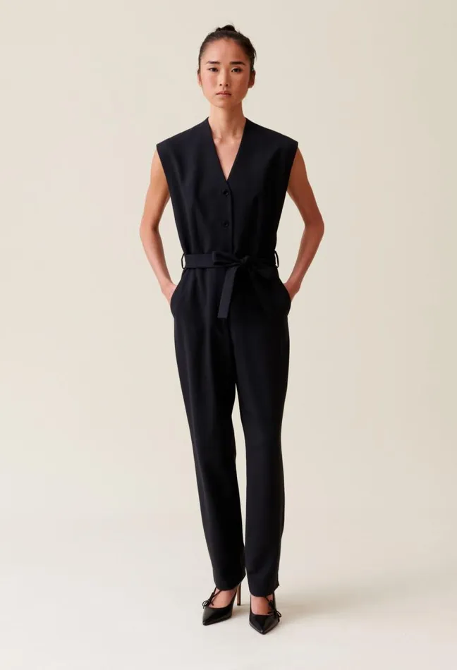 Claudie Pierlot Black Shortsleeve Jumpsuit Clothes Jumpsuits
