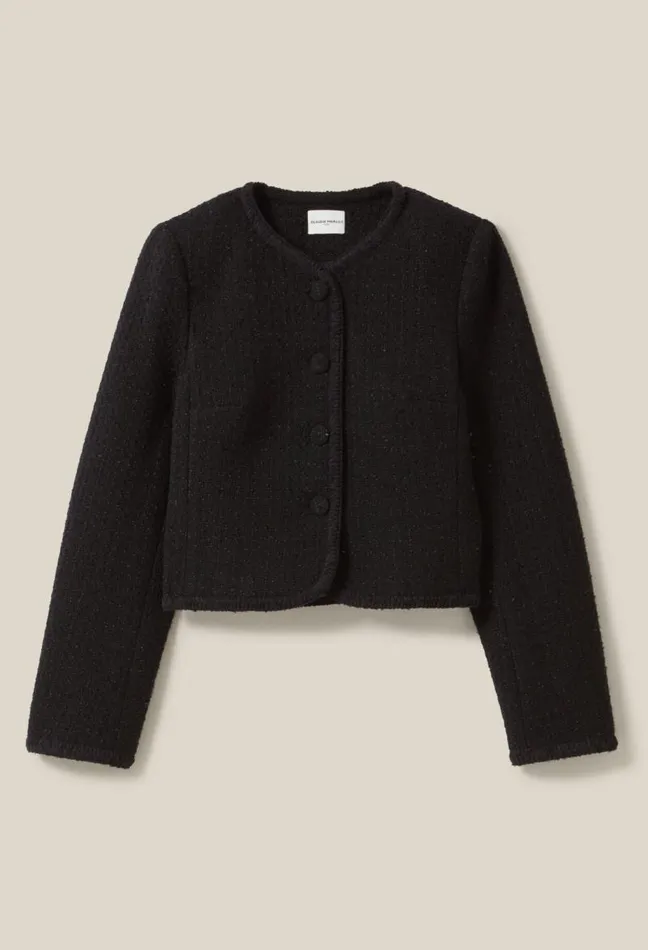 Claudie Pierlot Black Straight Tweed Jacket Clothes Jackets