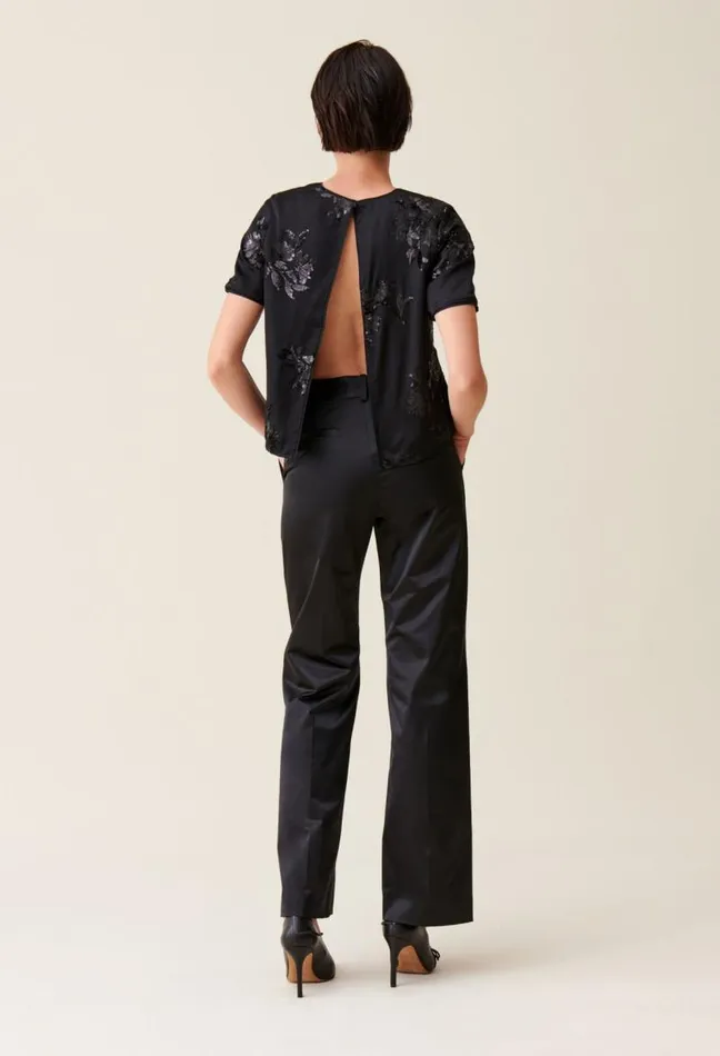 Claudie Pierlot Black Top With Embroidered Sequins Clothes Tops And Shirts