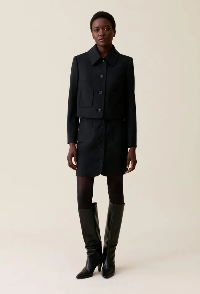 Claudie Pierlot Black Woolblend Box Jacket Clothes Jackets