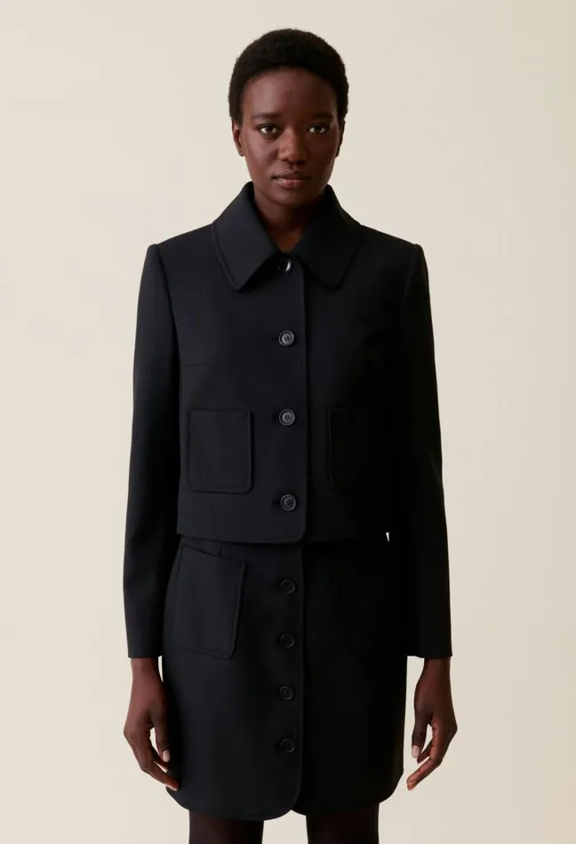 Claudie Pierlot Black Woolblend Box Jacket Clothes Jackets